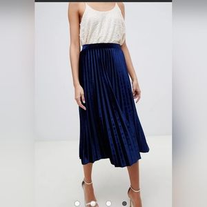 ASOS Pleated Velvet Midi Skirt, size 0